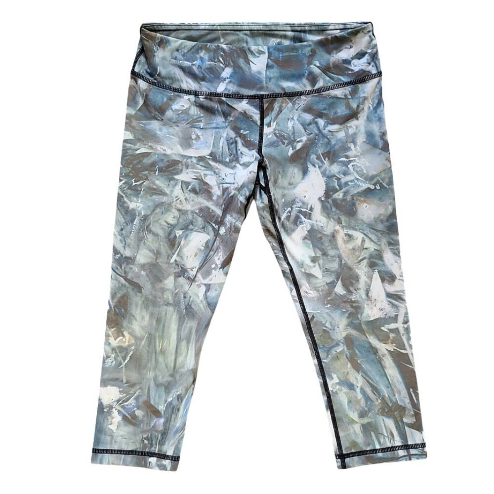 Vimmia Leggings Womens Med Blue Camouflage Cropped Workout Pants Cross Fit